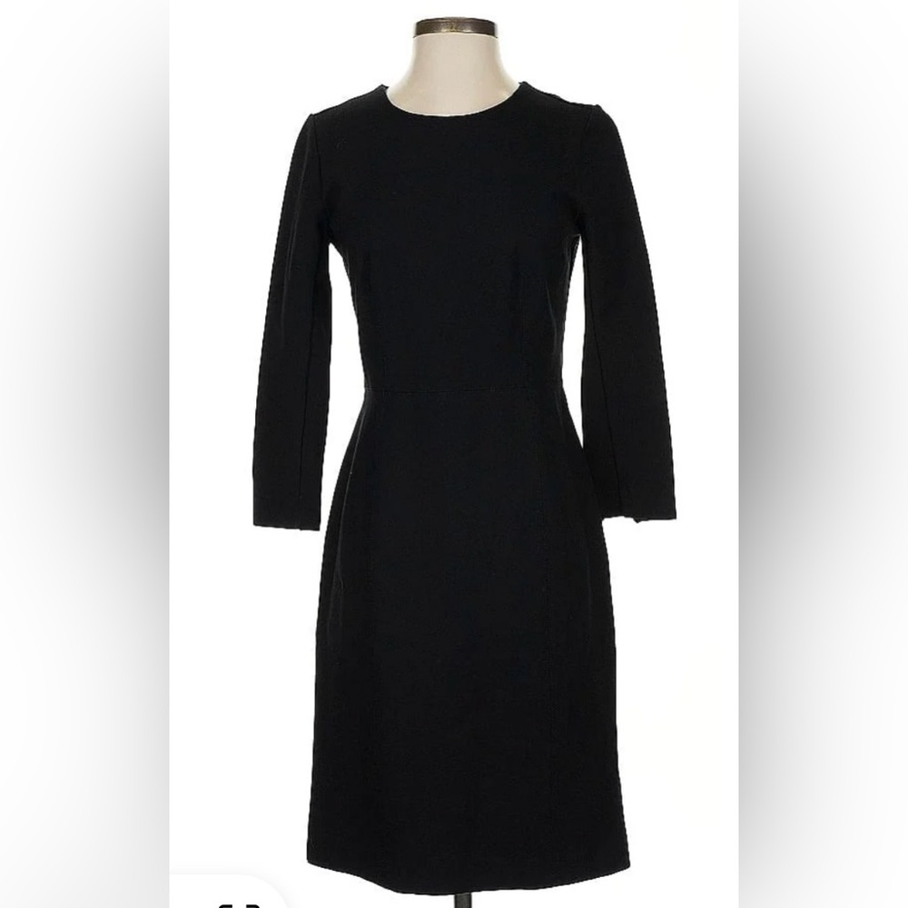 J.Crew black ponte knit sheath dress with zipper detail, size 4